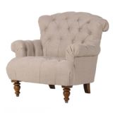 Gabriella Beige Linen Button Back Armchair